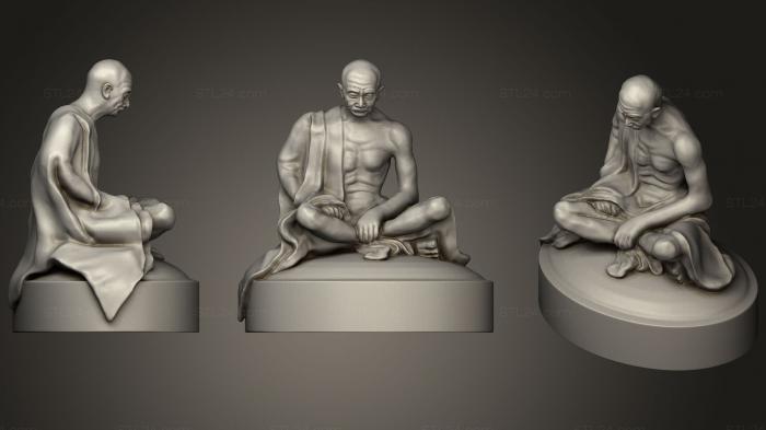 Скульптуры индийские (Махатма Ганди, STKI_0147) 3D модель для ЧПУ станка